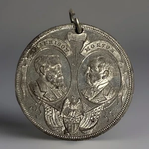 DeWitt-BH-1888-13 - 1888 Benjamin Harrison Feldzug Medaille - Bild 1 von 11