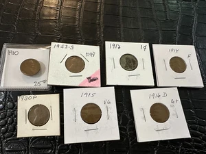 Lincoln Head Cent Lot of 7 early dates (C004) 1910 1912 1914 1916 etc - Bild 1 von 1