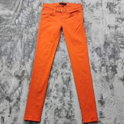 Pantalones de mezclilla vintage Y2K Juicy Couture para mujer 27 naranja tiro bajo ajustados elásticos Foto 1 de 4