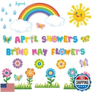 Saypacck Spring Bulletin Board Decorations Set April Showers Bring May Flower - Picture 1 of 5