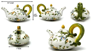 Juego de té de gallo de cerámica italiana Cantagalli de colección sirve 11 - Imagen 1 de 7