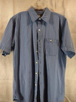 Timberland ~ Camisa Seersucker con botones para hombre talla Md - azul a rayas con bolsillos de colección Foto 1 de 4