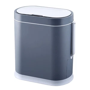 Bathroom Slim Plastic Trash Can with Toilet Brush 2.5 Gallon Waterproof Smart... - Picture 1 of 1