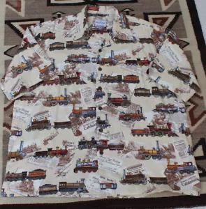 NEW DAVID CAREY SZ 2XL CALIFORNIA TRAIN RAILWAY SUNSET LIMITED CAMP SHIRT - Picture 1 of 8