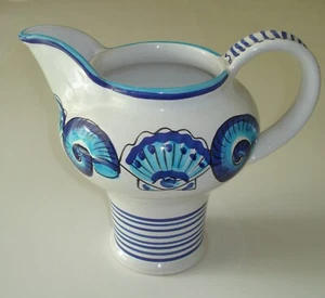Starbucks Sberna Deruta Italy Hand Painted Pitcher Blue & White with Seashells - Picture 1 of 7