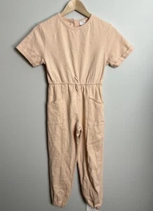 Zara Cotton Short Sleeve Jumpsuit Size 11-12 Tie Waist Pockets Kids Girl’s - Picture 1 of 6