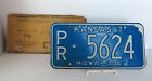 NOS 1967 Pratt County Kansas License Plate #PR-5624 Passenger w/OriginalEnvelope