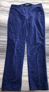 Talbots Dark Purple Velvet Straight Leg Mid Rise Trouser Pants Curvy 32x29 Sz 10 - Picture 1 of 4
