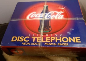 COCA-COLA TELEPHONE BLINKING DISC NOVELTY NEON LIGHT WITH MUSICAL RINGER - NEW - Zdjęcie 1 z 7