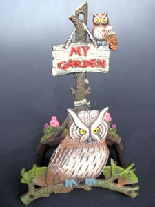 Schlauchhalter aus Gusseisen "MY GARDEN" mit 2 Eulen, 22 x 16 x 32,5cm Antikstil - Bild 1 von 1