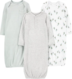 Baby 3-Pack Neutral Cotton Sleeper Gown - Picture 1 of 7