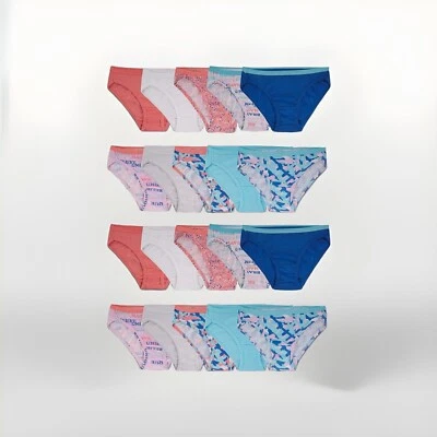 Paquete de 20 ropa interior de bikini de algodón para niña Fruit of the Loom talla 12 surtida Foto 1 de 3