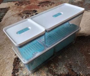 Fridge Storage Containers Produce Saver Stackable Organizer Bins. Set of 3, New - Picture 1 of 3