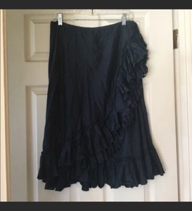 DKNY Donna Karan New York wrap ruffle skirt blue boho bohemian hippie romantic - Picture 1 of 2