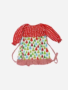 Girls Size 5 Off The Shoulder Christmas Tree Print Dress - Picture 1 of 4