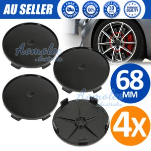 4x 68mm Car Wheel Center Caps Central Hub Blank Centre Hubcaps Universal Black - Picture 1 of 9