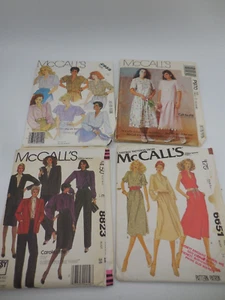 4 Vintage McCall's Sewing Patterns Uncut Size 12 Dress Blouse Jacket Pants - Bild 1 von 5