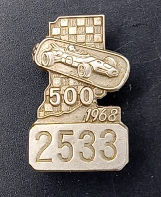 1968 Indianapolis 500 Silver Pit Badge #2533 Indy Pin Vintage - Image 1 of 4