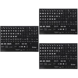 3 Sheets Tastaturaufkleber Tastaturbeschriftungen Buchstaben Ersatz Englisch - Bild 1 von 12