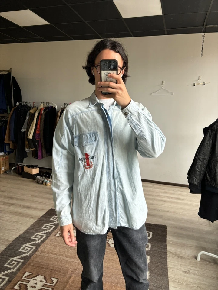 Camisa vaquera Trussardi vintage años 90 para hombre talla XL Foto 1 de 4