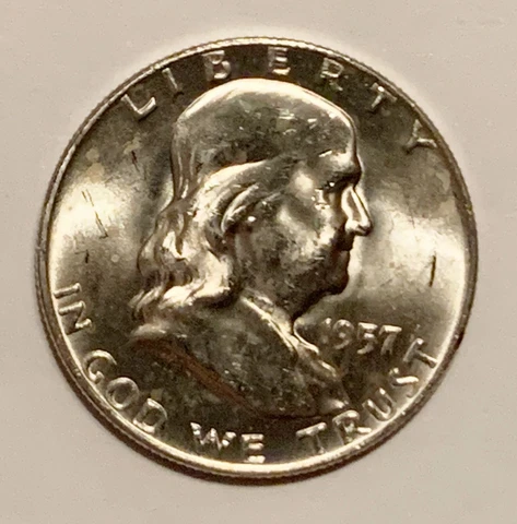 1957 D FRANKLIN HALF DOLLAR UNCIRCULATED 90% SILVER Cover