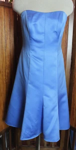 Davids Bridal cornflower blue satin bridesmaids evening dress 6 - Picture 1 of 5