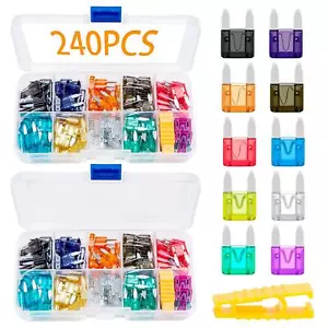 240 Pcs Blade Car Fuses Assortment Mini Truck Kit (2A/3a/5a/7.5a/10a/15a/20a/25a - Picture 1 of 8