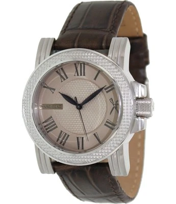 Nuovo Marc Ecko Color Argento, Romano #' S, Marrone Croc. Pelle Fascia - Immagine 1 di 3