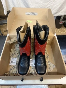 DBL Barrel Youth/Kids/Unisex Cowboy Western Boots Black & Red Size 10.5 - Picture 1 of 6