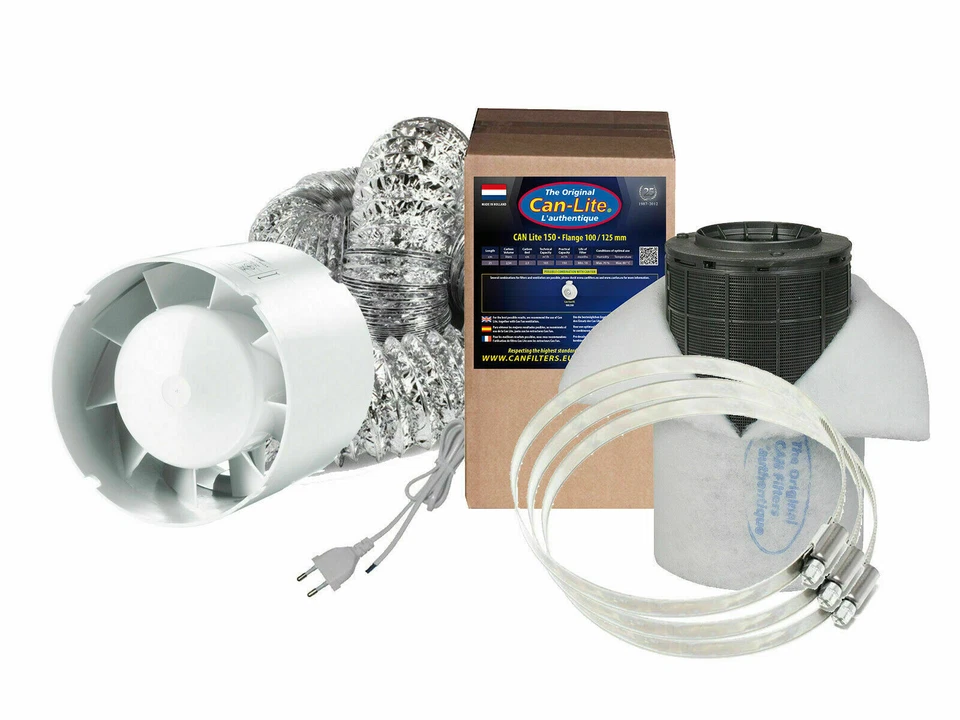 CAN LITE, VENTILUTION, PRIMA KLIMA Lüftungs Set Grow NDL LED MH CMH CDM Abluft Lüfter Ventilator AKF Aktivkohle TOP
