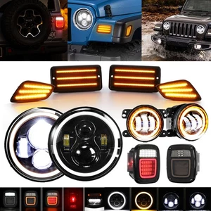 7" Headlights+Side Marker Light Tail Lights Fog Light For Jeep Wrangler TJ 97-06 - Picture 1 of 12