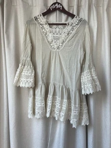 Vestido/túnica corta con tapete floral 100 % algodón talla 2 (s/m) ANTICA SARTORIA ENCAJE - Imagen 1 de 12