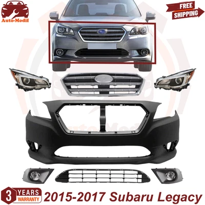 Front Bumper Cover Primed & Grille Assembly Kit  For 2015-2017 Subaru Legacy Foto 1 de 4