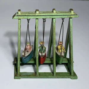 ERZGEBIRGE 3 SITZER SCHAUKEL BEMALT HOLZ SPIELZEUG DEUTSCH ANTIK - Bild 1 von 7
