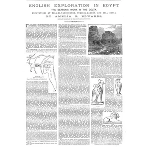 Excavaciones de Egipto en Tell el-Yahudiyeh, Tukh El Qaramus - 2x impresiones antiguas 1887 - Imagen 1 de 4
