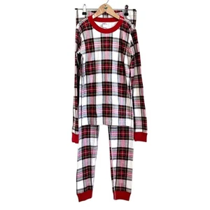 Hanna Andersson Organic Cotton Kids Pajama Set Size 14 Youth Red Plaid Long John - Picture 1 of 12