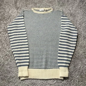 Vintage Gianni Versace 100% Wool Knit Sweater Medium Men's Striped Blue White - Picture 1 of 9
