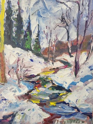 Ölbild Fluss Farbe Gemälde Modern Art Alexander Diener Natur  Unikat Wandbild  - Bild 1 von 4