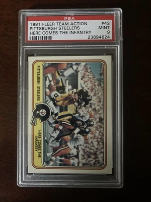 1981 Fleer Football 43 Pittsburgh Steelers  Harris PSA 9 - Image 1 of 2