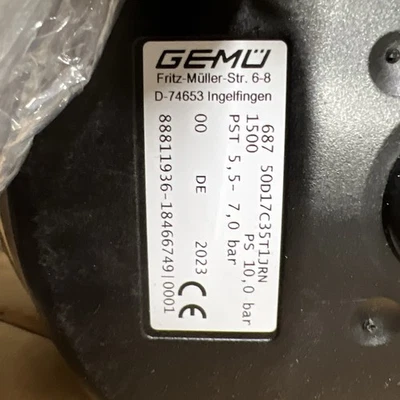 Neumático NUEVO GEMU 687 50D17C35T1JRN 1500. Válvula de diafragma, 2/2 vías, DN50, PTFE/EPDM - Imagen 1 de 4