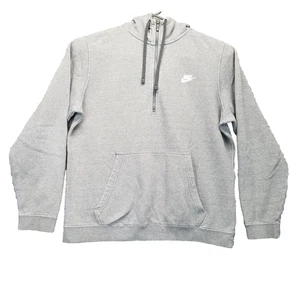 Nike Hoodie Mens XL Gray Fleece Lined 1/4 Zip Front Spell Out Athleisure 812519 - Picture 1 of 14