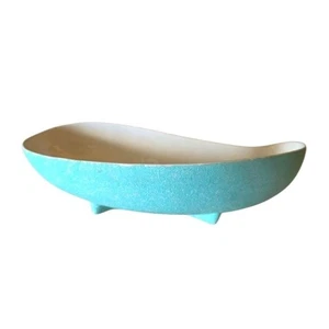 Shawnee USA Aqua and Cream Decorative Bowl Planter Mid Century Modern Textured - Picture 1 of 4