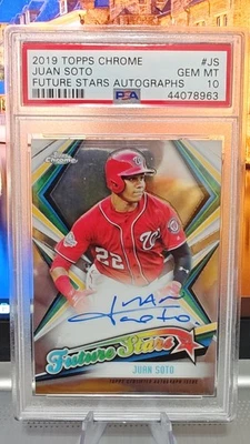 2019 TOPPS CHROME JUAN SOTO FUTURE STARS AUTO #41/99 - PSA 10 Gem Mint Low Pop - Image 1 of 3