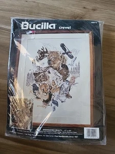 Vintage BUCILLA Crewel Embroidery Kit ENDANGERED BEAUTY 17 X 23 - Picture 1 of 5