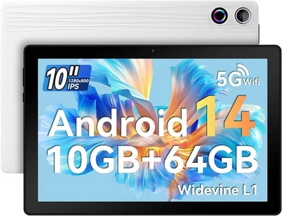 JENBIZZ 2025 Android 14 Tablet 10+64GB ROM (1TB TF) 10inch WiFi 5000mah Dual Camera LCD