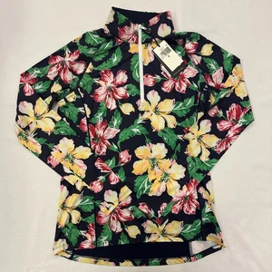 RLX Damen Golf Longsleeve Floral Print Polo Navy Größe S - Bild 1 von 3