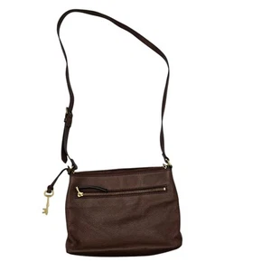 Fossil Fiona Small Crossbody Purse Genuine Brown Leather With Key - Picture 1 of 11