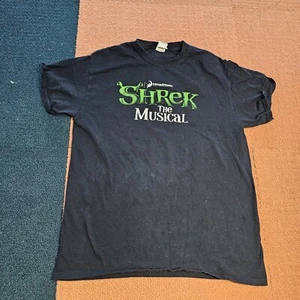 Y2K Shrek The Musical Tee T-Shirt Medium Black Cast List Broadway W0a - Picture 1 of 8