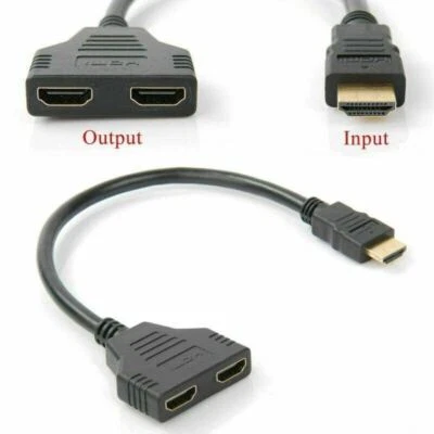 4K HDMI Cable Adapter Male To Dual Female 2.0 Converter 1 in 2 out Y Splitter - Image 1 of 4