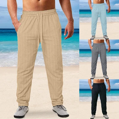 Mens Stripe Pyjamas Bottoms Cotton Woven Loungewear PJs Pant Soft Sleepwear NEW - Image 1 of 4